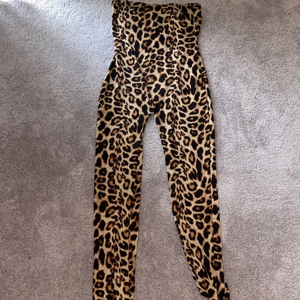 M/L strapless cheetah jumpsuit